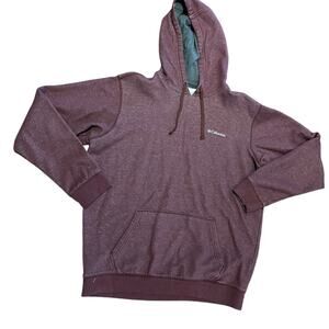 Columbia Mens Large Burgundy Hoodie with Chest Logo in a Cotton Polyester Blend